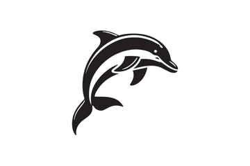  black and white simple dolphin  vector silhouette 