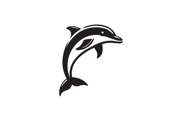  black and white simple dolphin  vector silhouette 