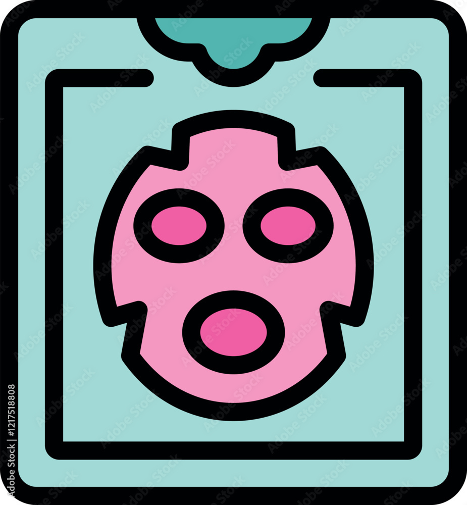 Aufkleber opened sachet containing a pink moisturizing face mask for hydrating and rejuvenating skin care trea