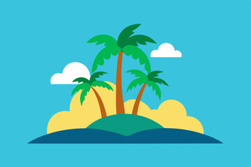 tropical island with palm trees