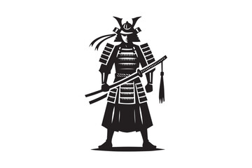  black and white simple samurai warrior vector silhouette 
