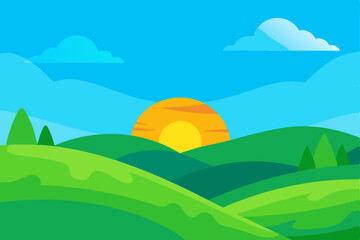 landscape with mountains and blue sky