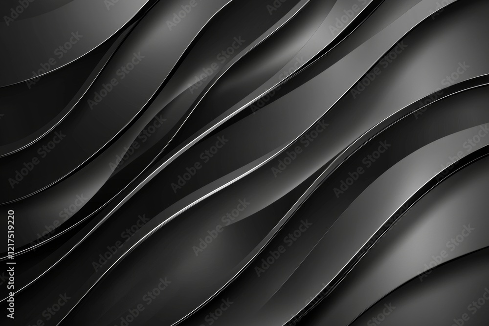 Aufkleber smooth black waves creating an elegant and modern abstract background, perfect for websites, present