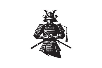  black and white simple samurai warrior vector silhouette 