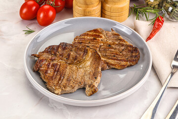 Grilled pork neck sirloin steak