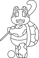 Turtle Field hockey Hockey stick Animal Vector Graphic Art Illustration