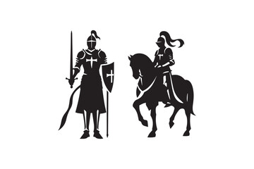  black-and-white simple Knight vector silhouette 