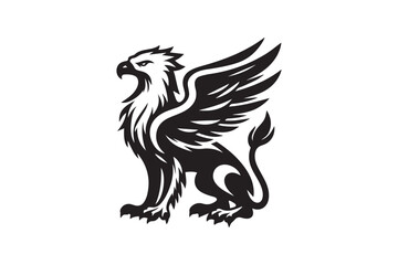  black-and-white simple griffin vector silhouette 