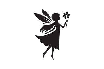  black-and-white simple fairy princes vector silhouette 
