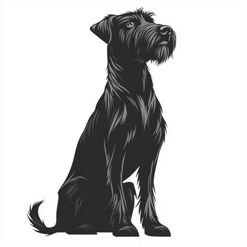 Irish wolfhound dog sitting illustration