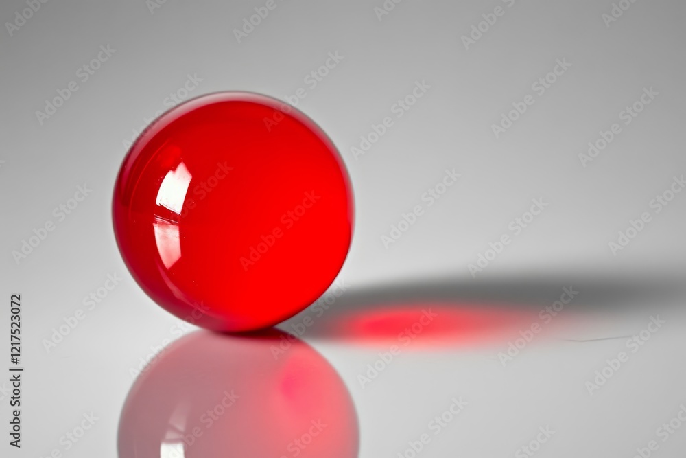 Poster vibrant red sphere reflecting light on a smooth surface in a minimalistic setting for creative and a