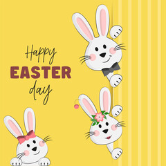 Easter card with cute easter bunny family