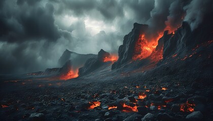 Ruins and wastelands. Dark landscapes of devastation. Creepy art.