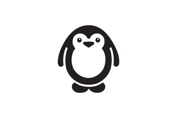straightforward and understated black-and-white simple baby penguin vector silhouette isolated on a white background 