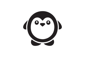 straightforward and understated black-and-white simple baby penguin vector silhouette isolated on a white background 