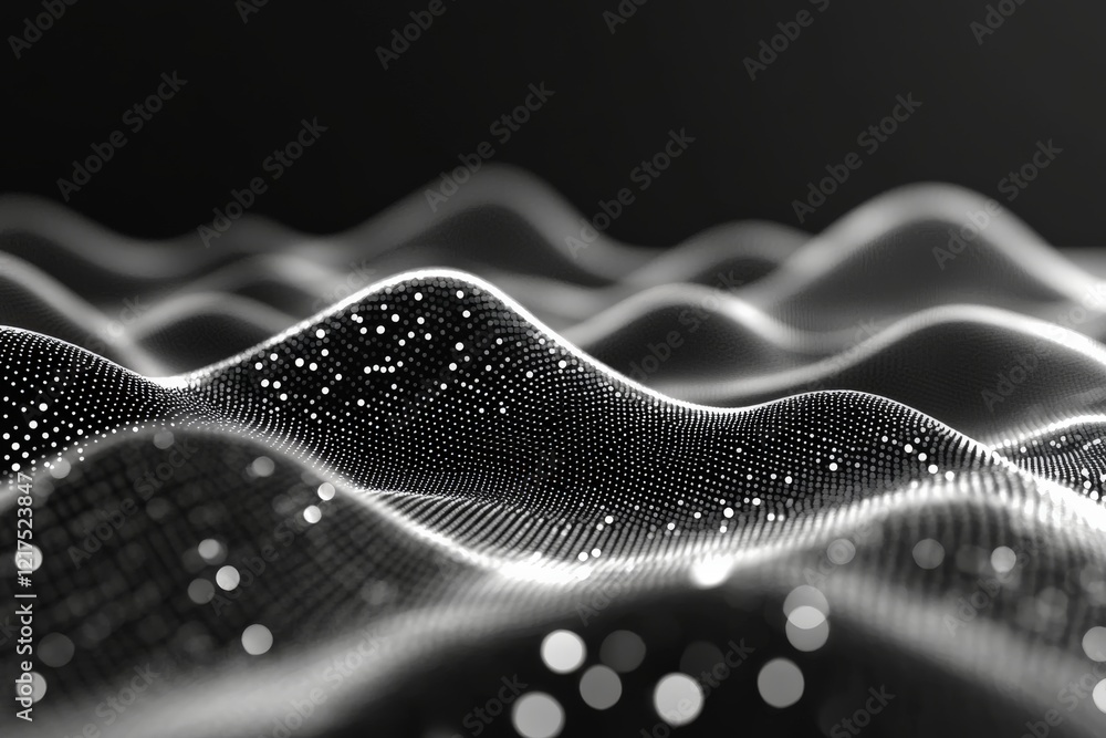 Poster dynamic waves of light create a mesmerizing pattern in a digital landscape showcasing technology and