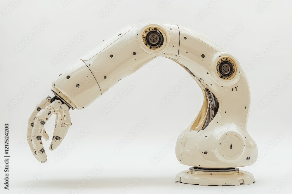 Poster robotic arm designed for industrial automation demonstrating advanced engineering and design