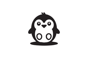 straightforward and understated black-and-white simple baby penguin vector silhouette isolated on a white background 