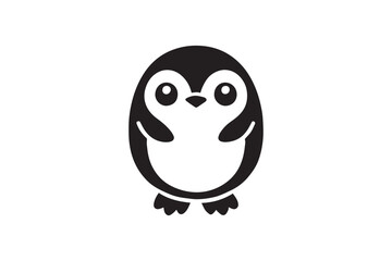 straightforward and understated black-and-white simple baby penguin vector silhouette isolated on a white background 