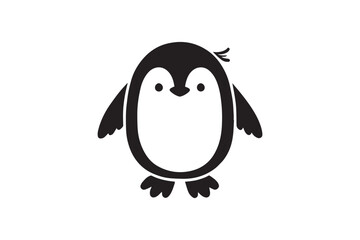 straightforward and understated black-and-white simple baby penguin vector silhouette isolated on a white background 