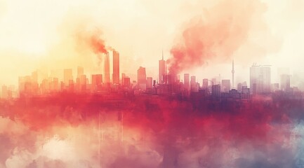 Fototapeta premium Concept air pollution scene where the air is visibly heavy with PM 2.5 particles