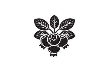 Obraz premium black-and-white simple blue berry vector silhouette 