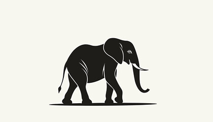 Majestic black silhouette of an elephant walking, wildlife elegance