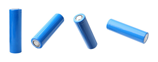 AA alkaline battery isolated on white, collage