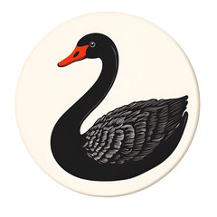 Cartoon Style Black Swan Logo Icon Illustration No Background Clear Background