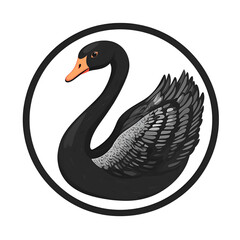 Cartoon Style Black Swan Logo Icon Illustration No Background Clear Background