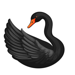 Cartoon Style Black Swan Logo Icon Illustration No Background Clear Background