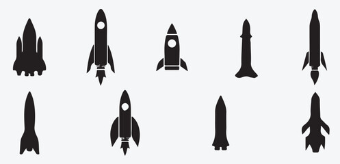 "Stylized Rocket Silhouette for Space Exploration and Futuristic Graphics"