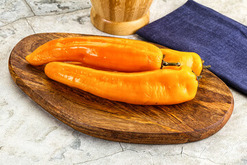 Yellow ripe delicous tasty Ramiro pepper