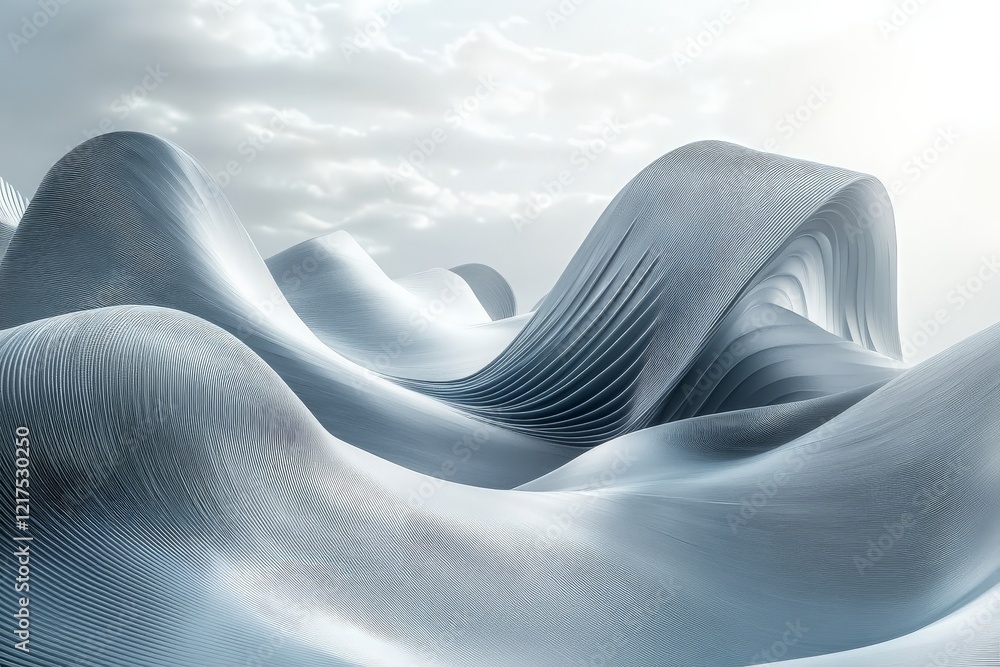 Aufkleber lush undulating waves of textured fabric create an abstract landscape under soft lighting at dawn