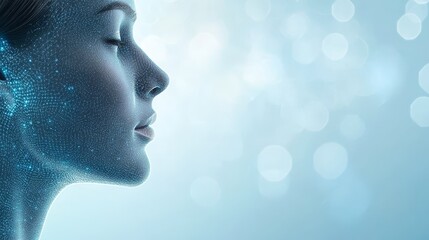 Futuristic woman with interface overlay, exploring the future of humancomputer interaction through digital art