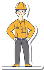 A Happy Construction Worker Stands Confidently At Work