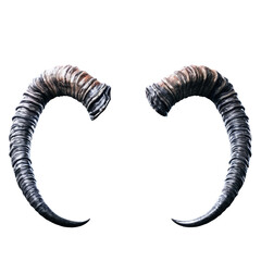 curved demon horns isolated on transparent background