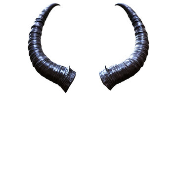 curved demon horns isolated on transparent background