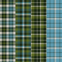 Plaid Patterns in Green and Blue - Seamless Design