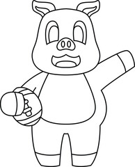 Pig American Football Sports Animal Vector Graphic Art Illustration