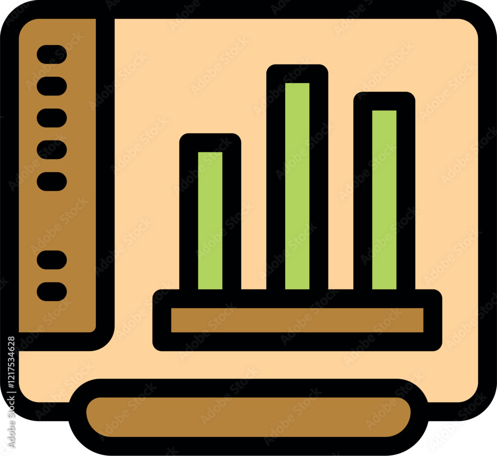 Poster growing bar graph displayed on statistical software, symbolizing positive growth and data analysis