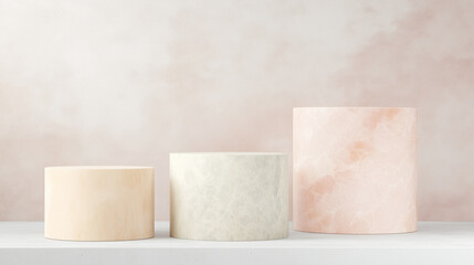 Three pedestals with different colors