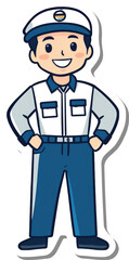Happy Cartoon Male Worker Wearing Uniform