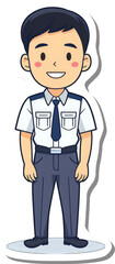 A Cartoon Illustration Of A Smiling Male In Uniform