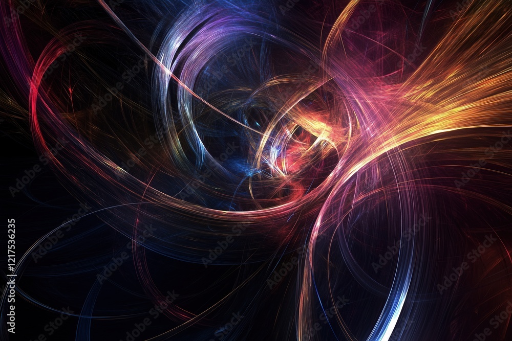 Aufkleber ethereal and dynamic design: abstract background with swirling light curves and energy lines for dig