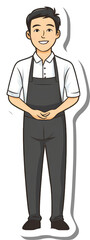 A Smiling Man Wearing A White Shirt And Apron