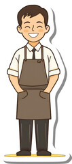 Happy Cafe Worker Wearing Apron and Tie