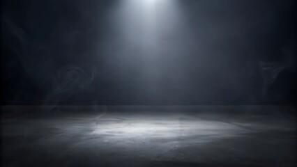 Empty dark abstract cement wall and studio room with smoke float up interior texture for display products wall background.