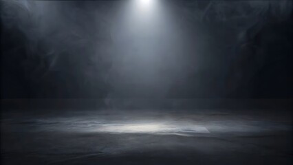 Empty dark abstract cement wall and studio room with smoke float up interior texture for display products wall background.