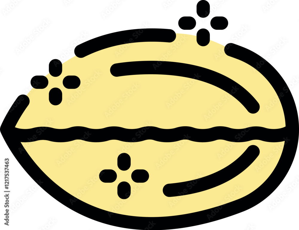 Aufkleber cocoa bean cut in half, showing its inside, represented in a simple colored icon design